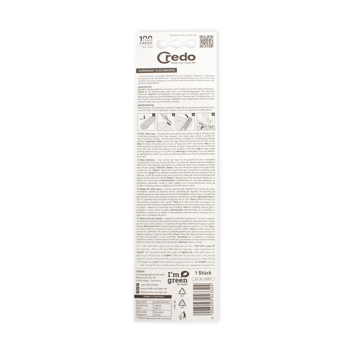 Credo Solinger Hornhaut Flachraspel, fein/grob Kopie