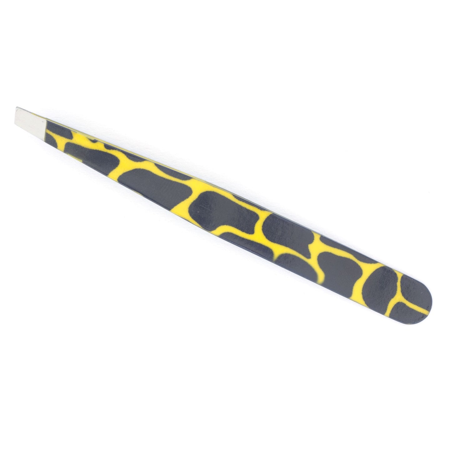 Slanted tweezers, including leather case