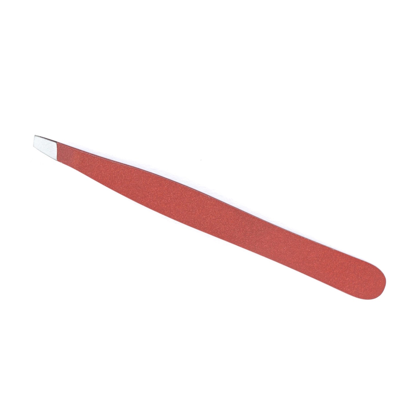 Slanted tweezers, including leather case
