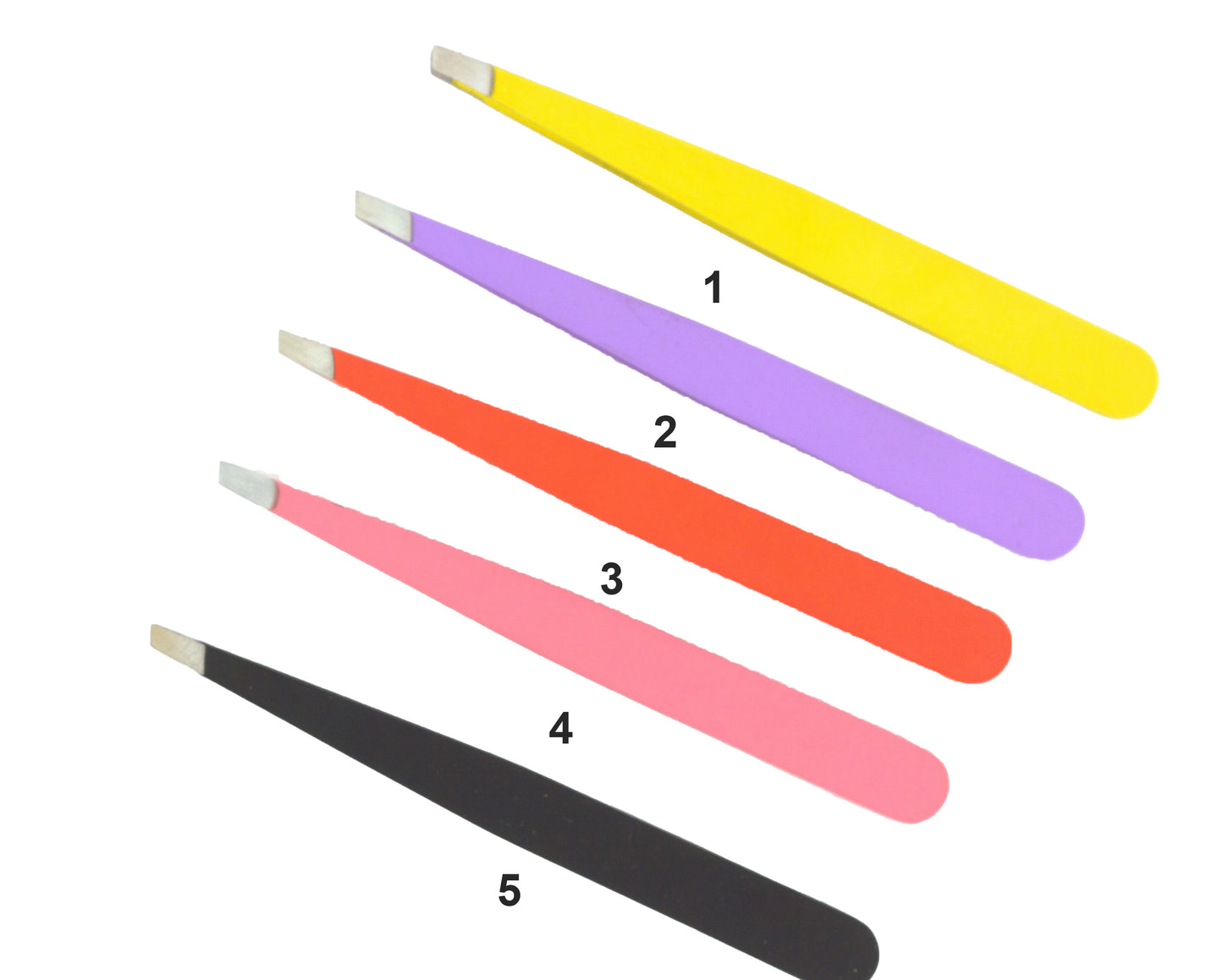 Slanted tweezers including leather case