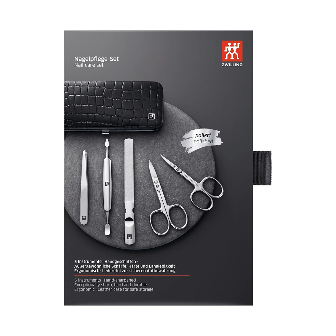 Klassisches Maniküre Set aus Leder Schwarz