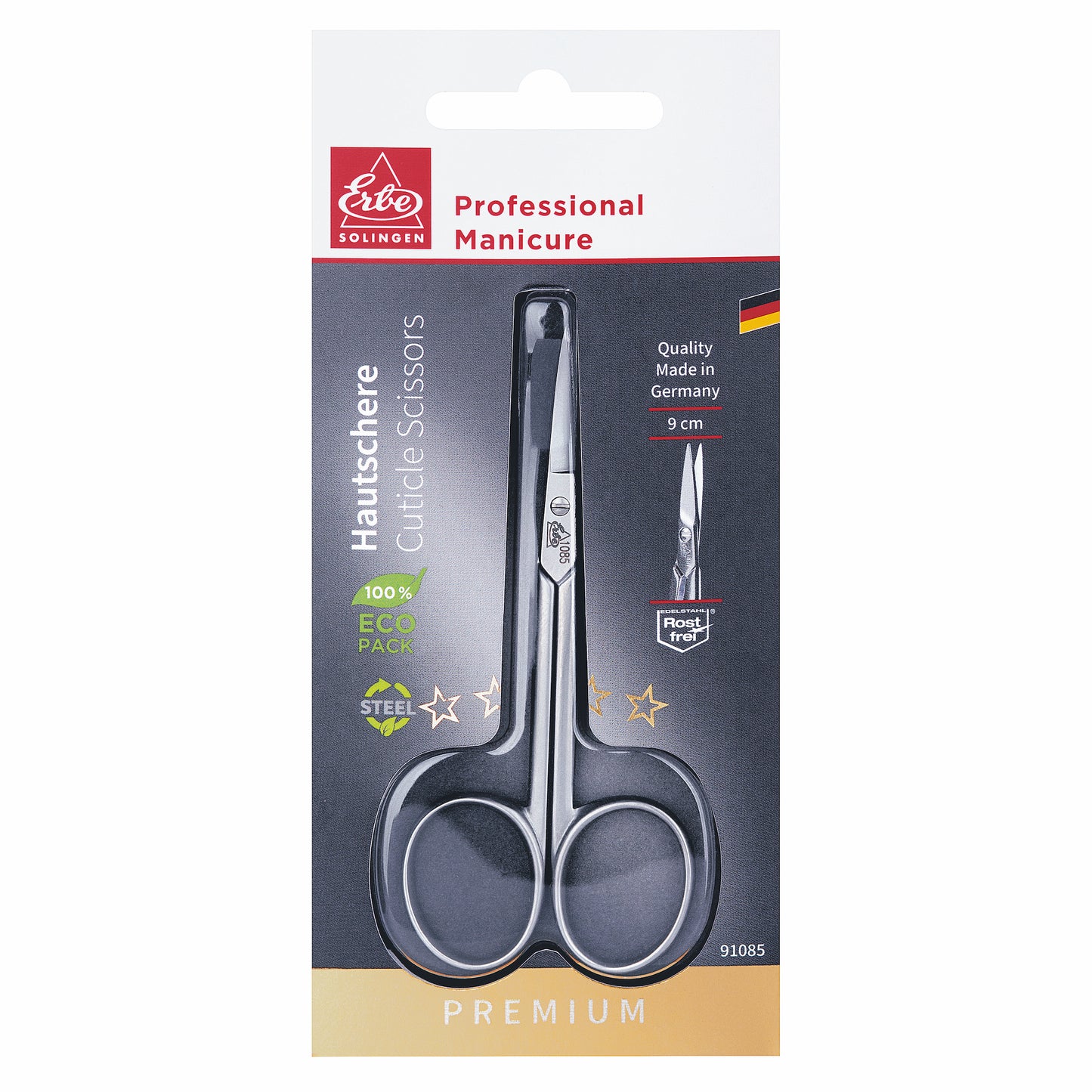 Erbe Hautschere "Premium" cm 9 Inox, geschlossener Halm