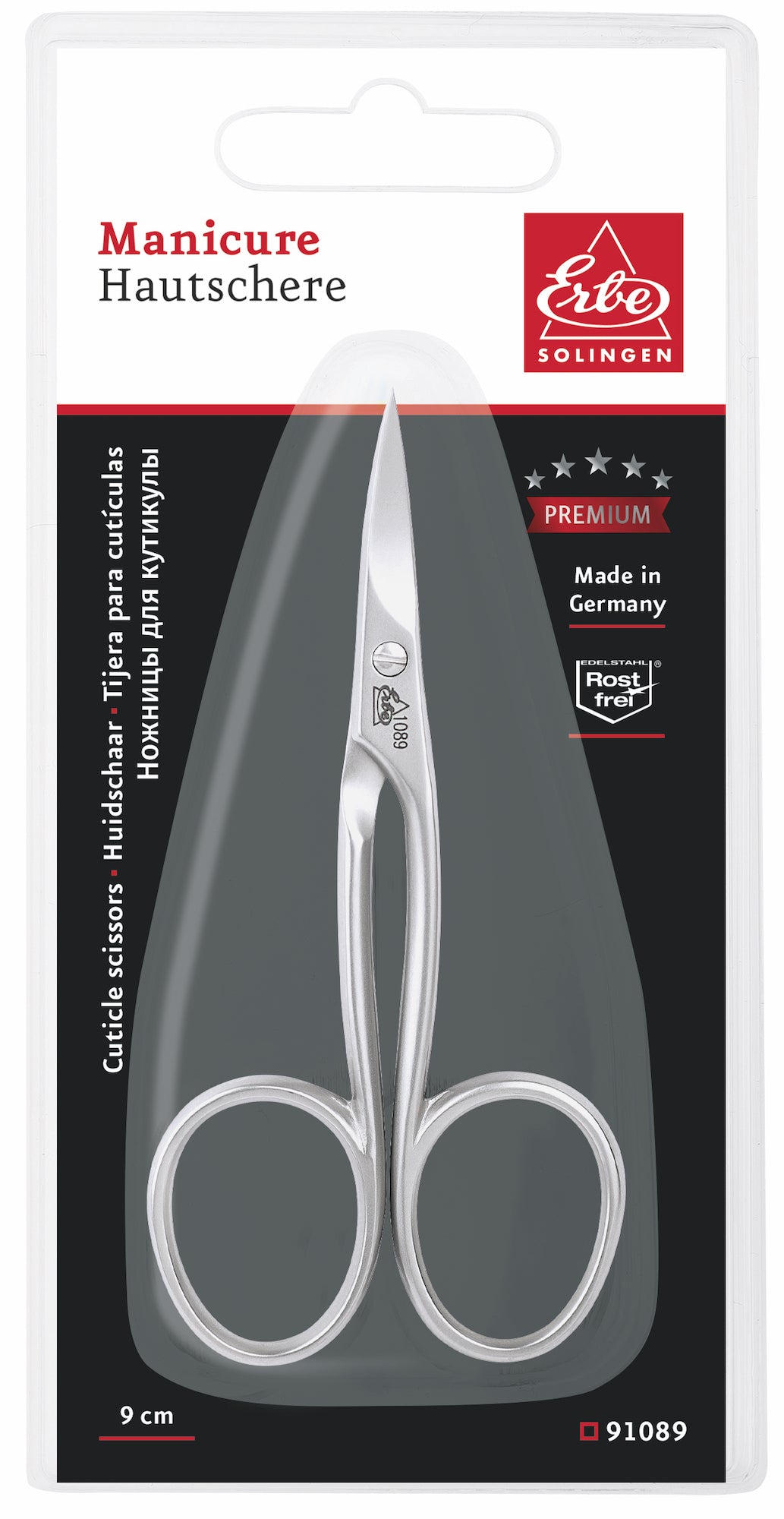 Erbe Hautschere cm 9 Inox "Premium", runder Halm, eingeschliffen