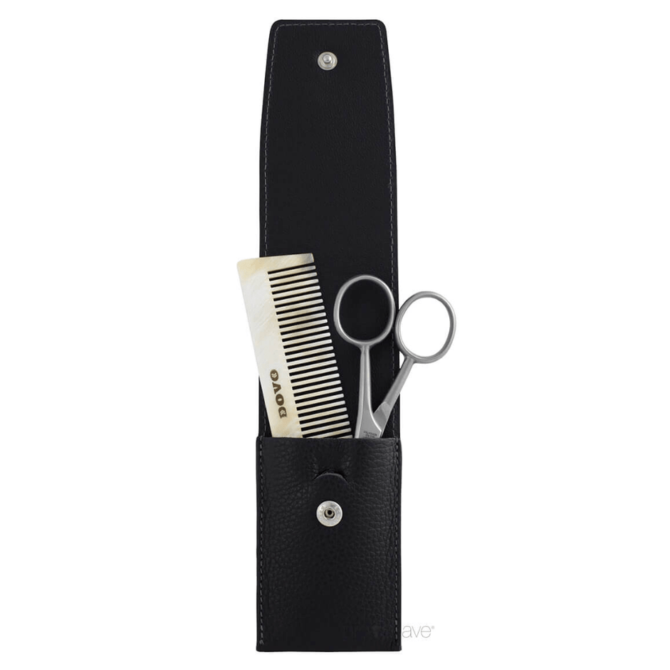 DOVO Bart und Grooming-Set – 2-teilig, schwarzes Leder