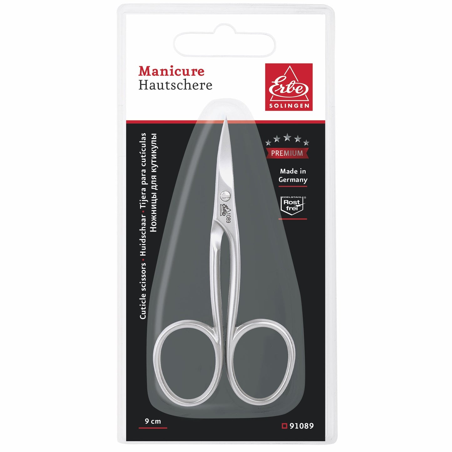 Erbe Hautschere cm 9 Inox "Premium", runder Halm, eingeschliffen