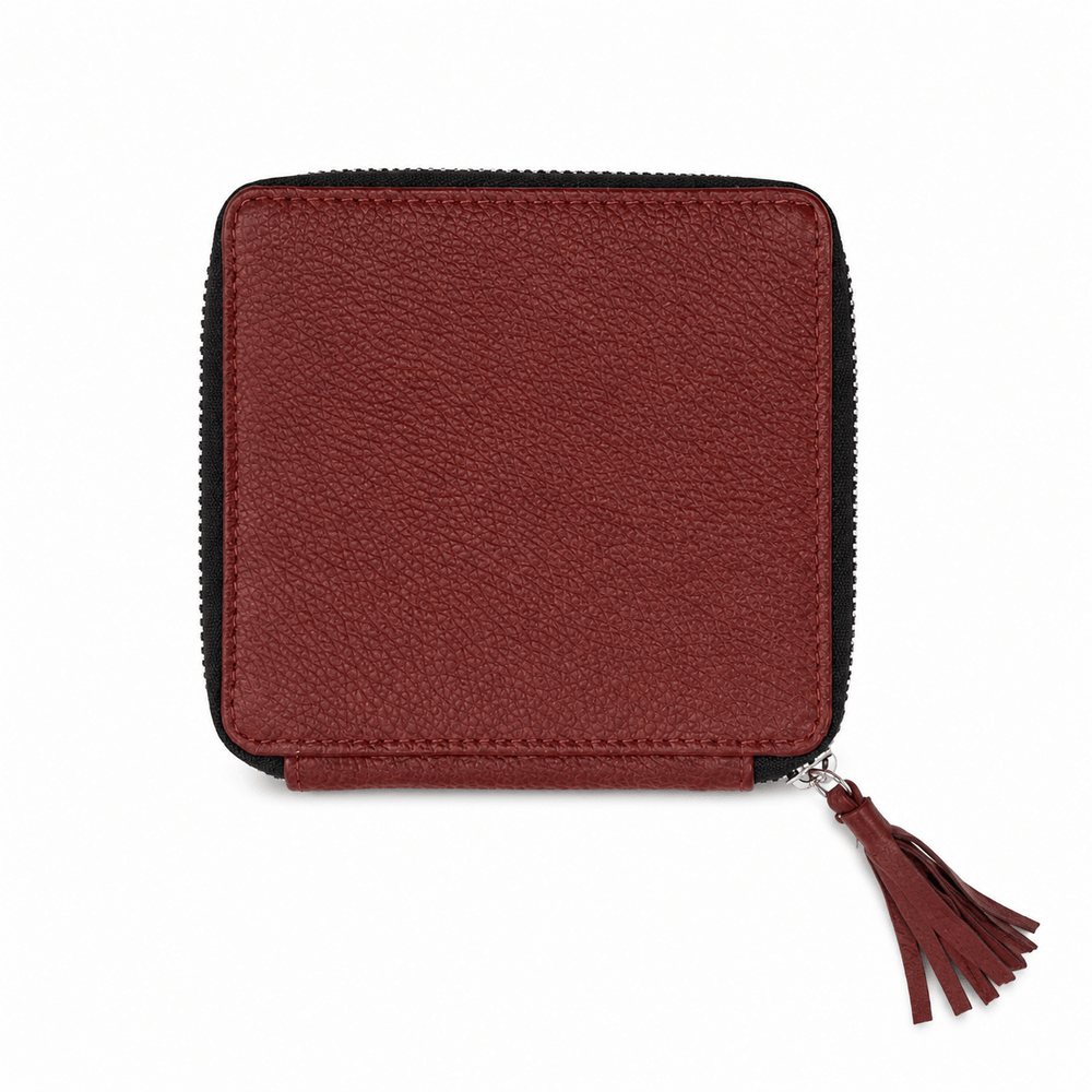 Maniküre Reißverschluss-Etui Rindleder rot