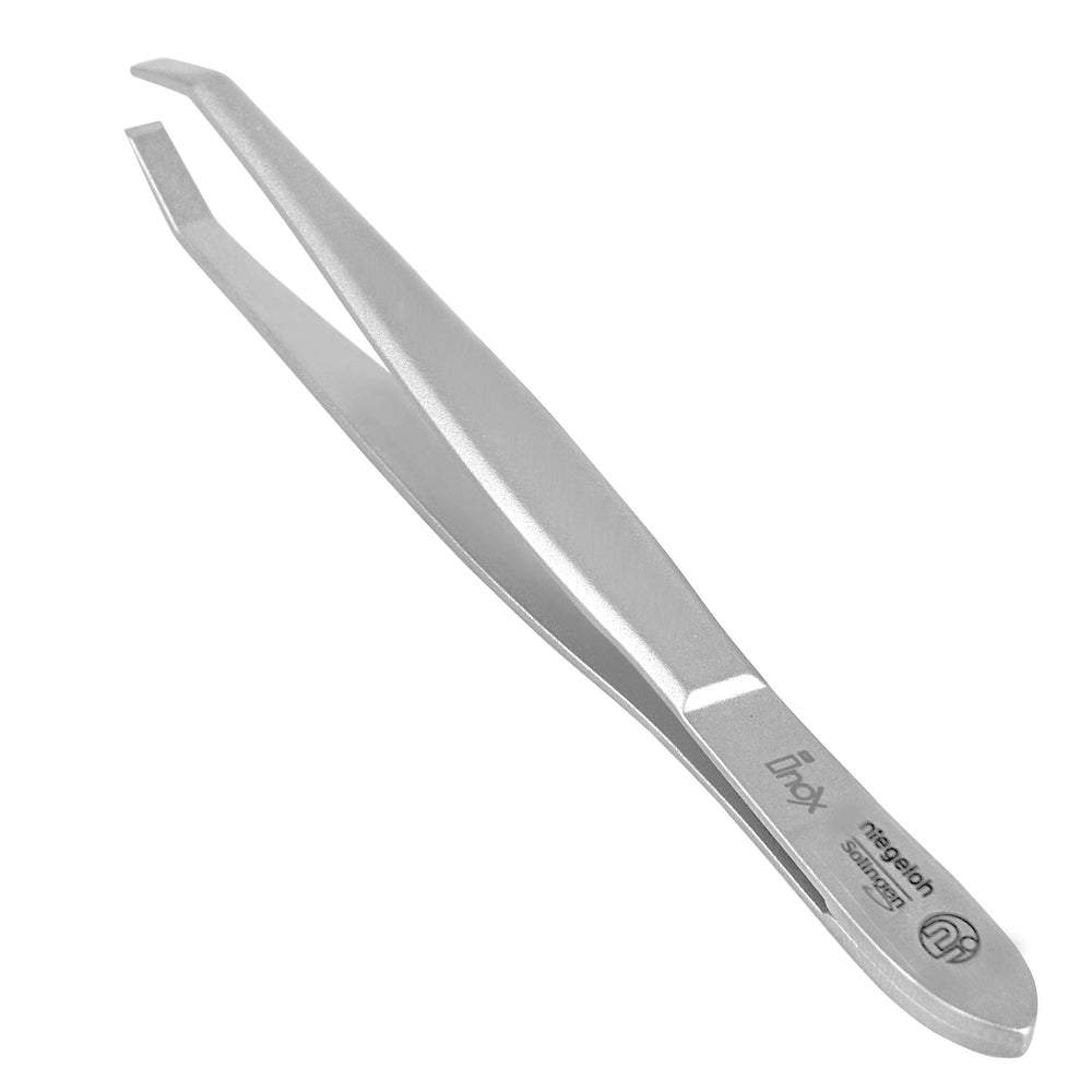 Pinzette, gebogen, rostfrei, Inox, 9 cm