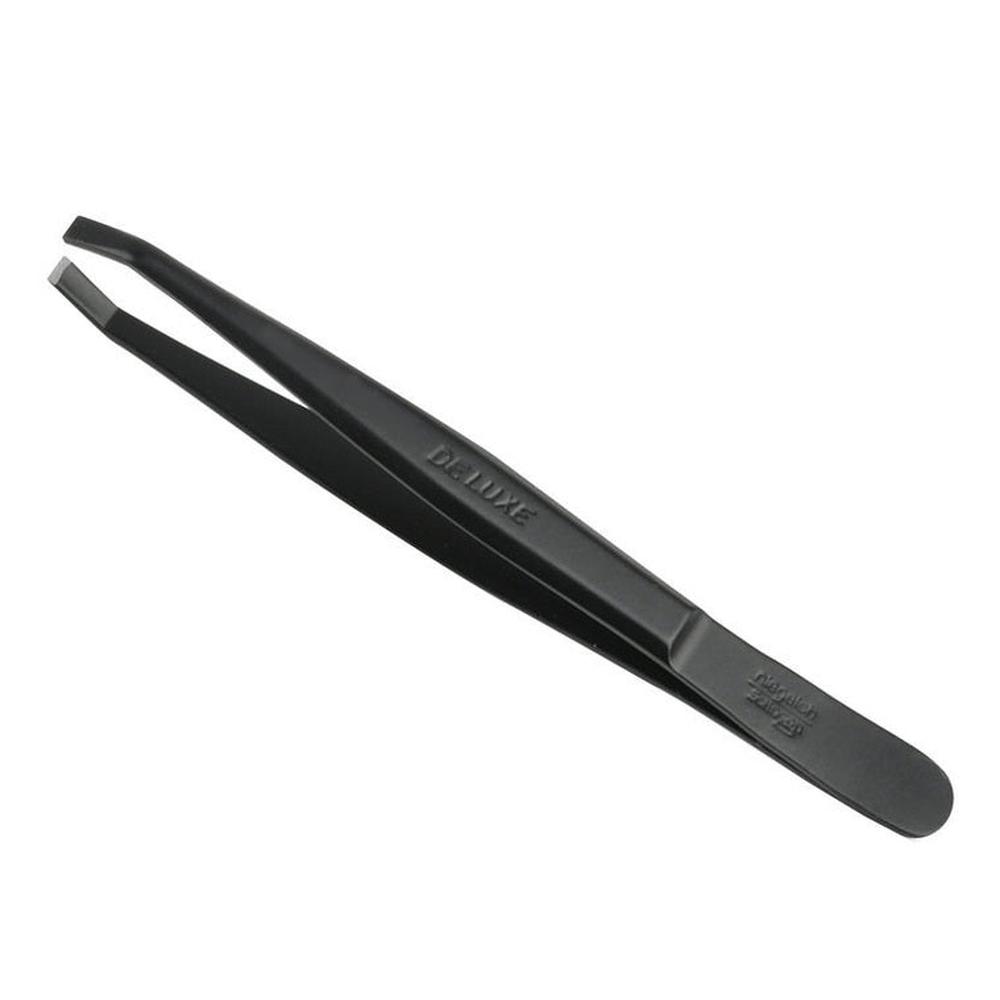 Pinzette, gebogen, schwarz, 9 cm