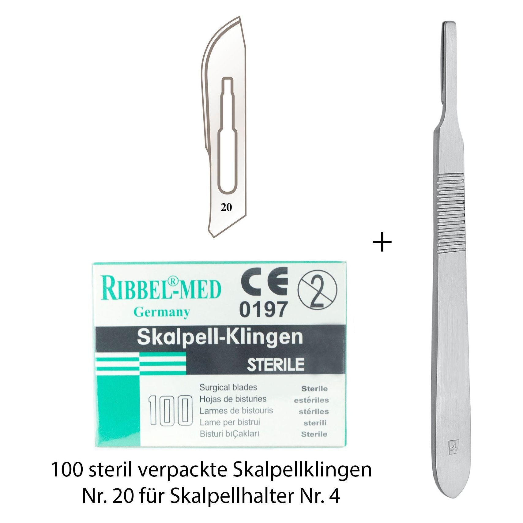 Skalpellgriff Griff Nr. 4 + Klingen Nr. 20 für Griff Nr. 4