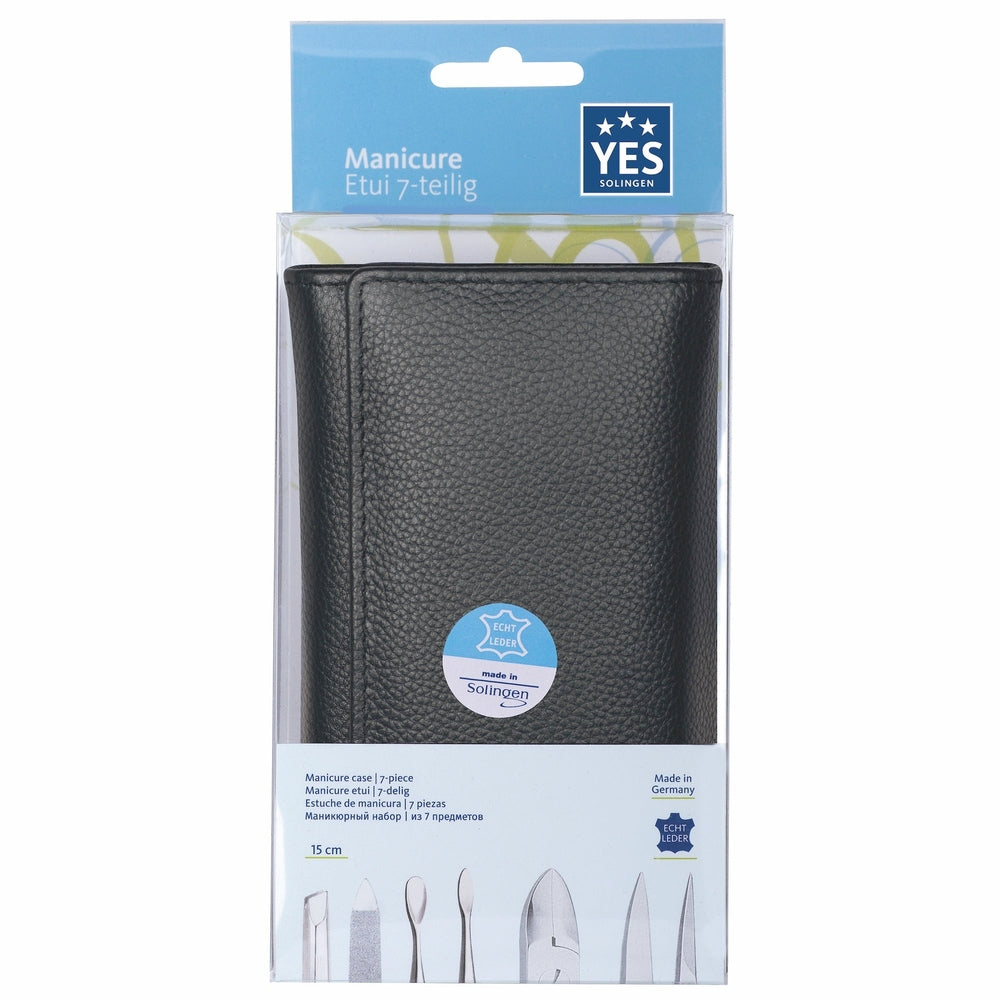 YES Solingen Manicure Druckknopf-Etui Schwarz 7-teilig