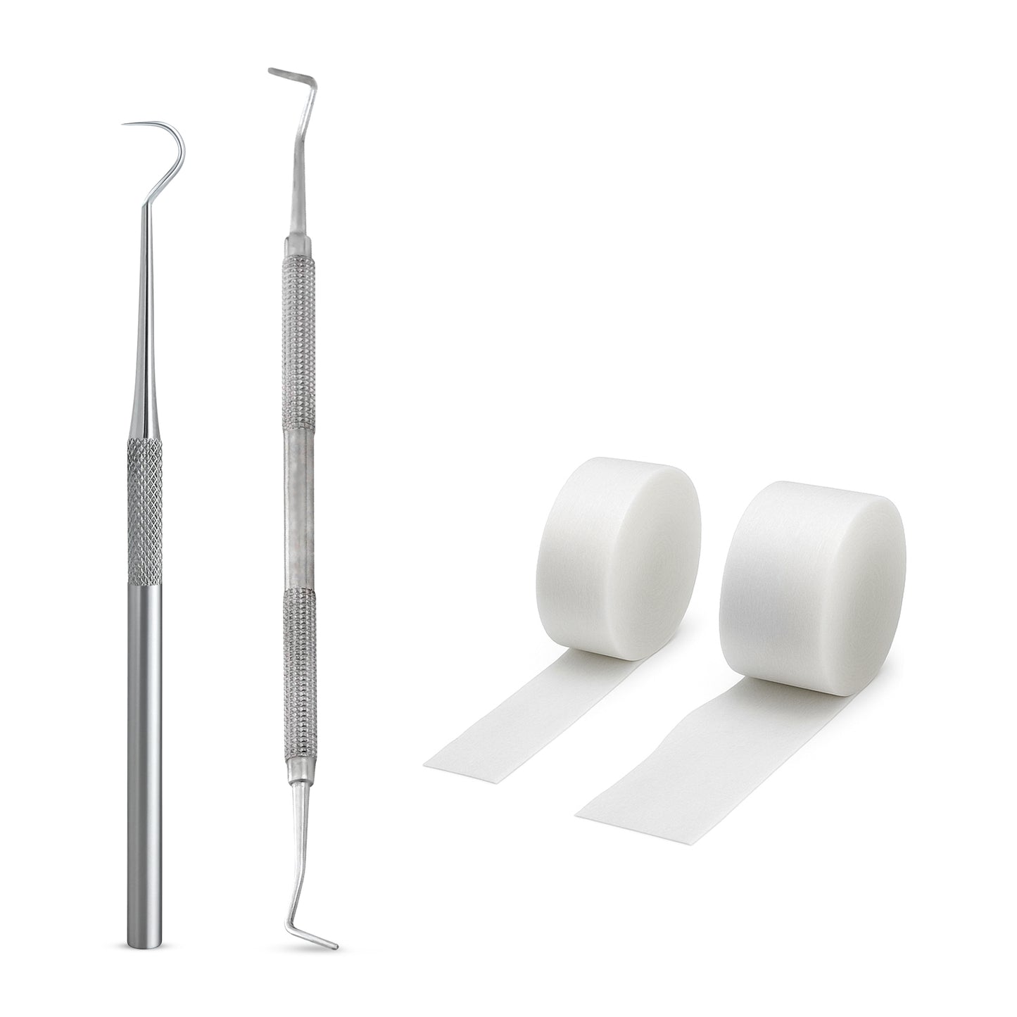 Tamponadensonde & Wattehaken für eingewachsene Fußnägel – Set mit 2 Tamponaden – Nagelpflege-Instrument aus Edelstahl