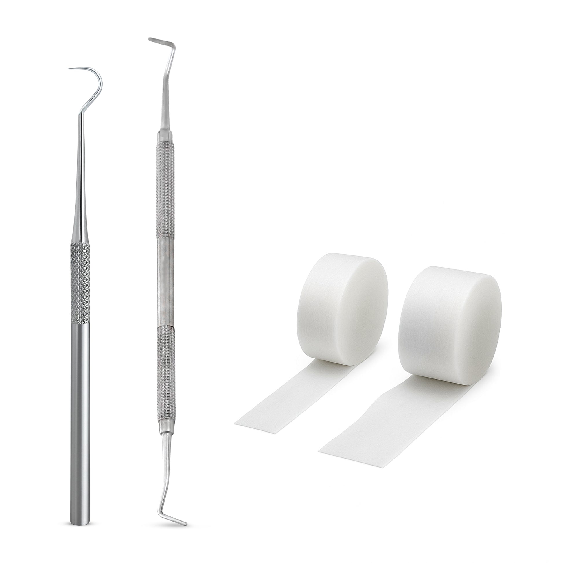 Tamponadensonde & Wattehaken für eingewachsene Fußnägel – Set mit 2 Tamponaden – Nagelpflege-Instrument aus Edelstahl