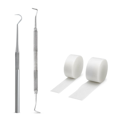 Tamponadensonde & Wattehaken für eingewachsene Fußnägel – Set mit 2 Tamponaden – Nagelpflege-Instrument aus Edelstahl