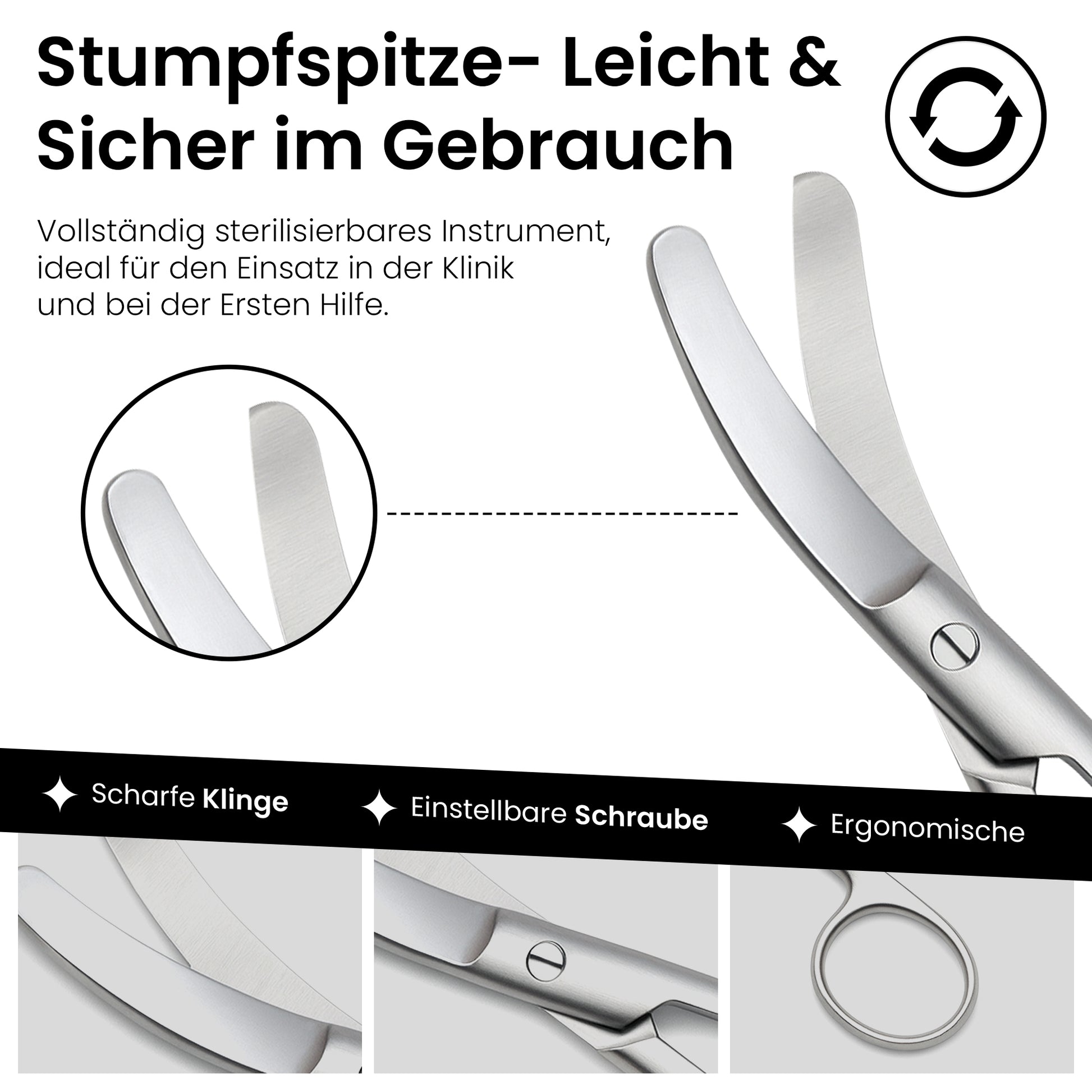 Verbandsschere Schneide gebogen