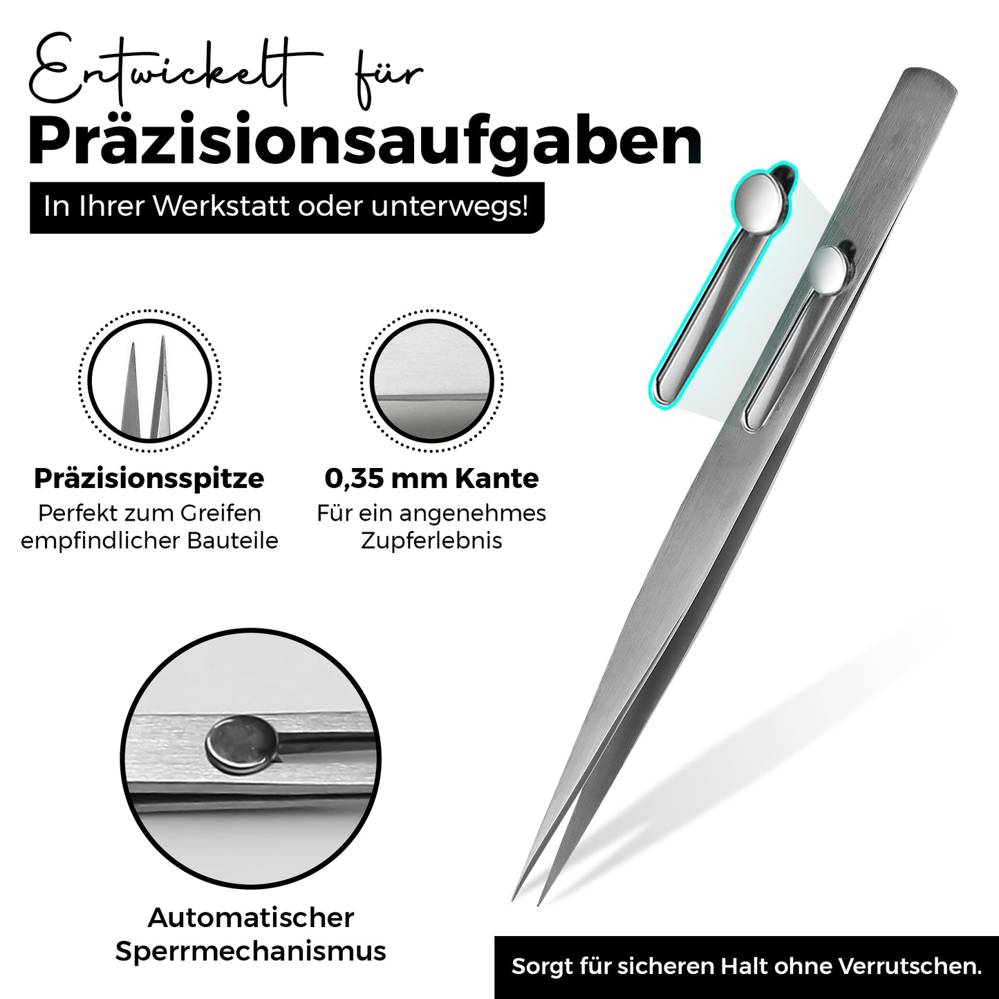 Präzisionspinzette - einstellbare Griffe - mit Automatik-Sperre
