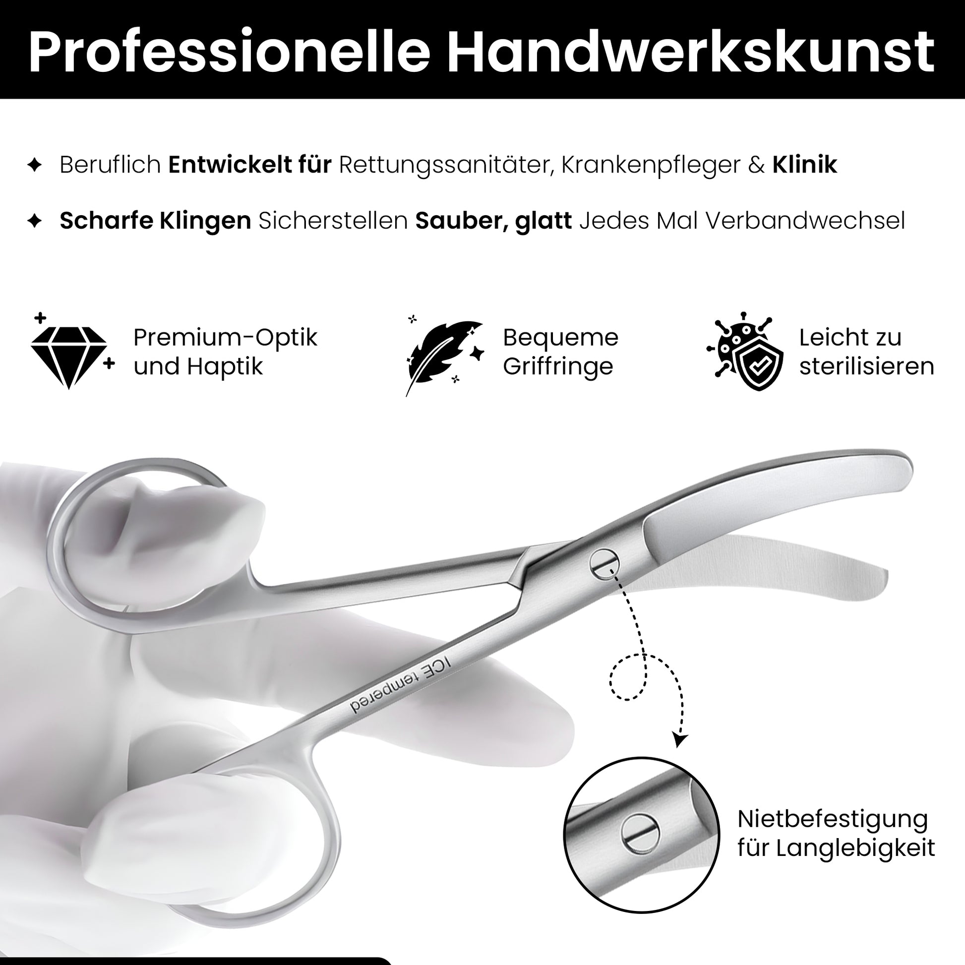 Verbandsschere Schneide gebogen