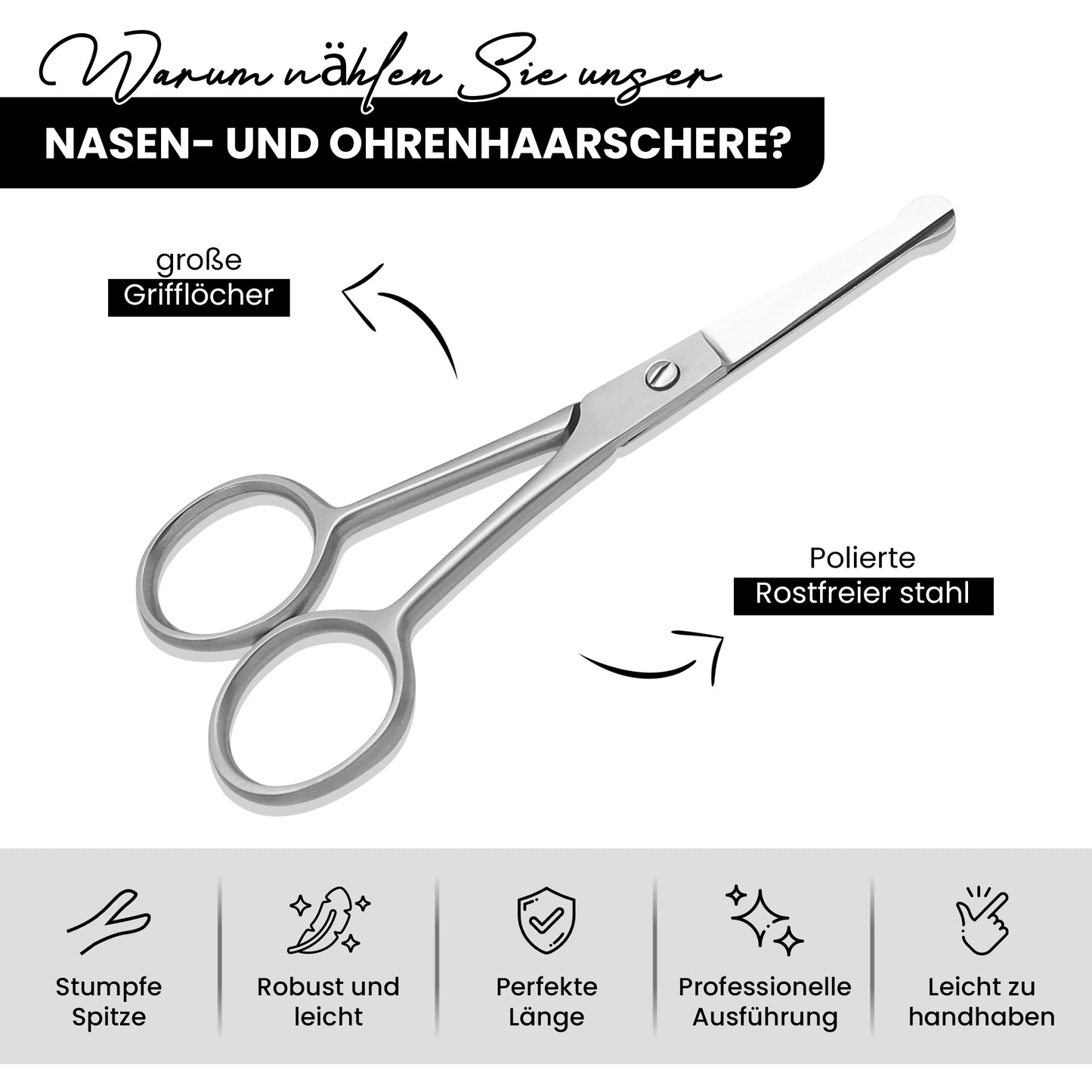 Nasen- und Ohrhaarschere gerade