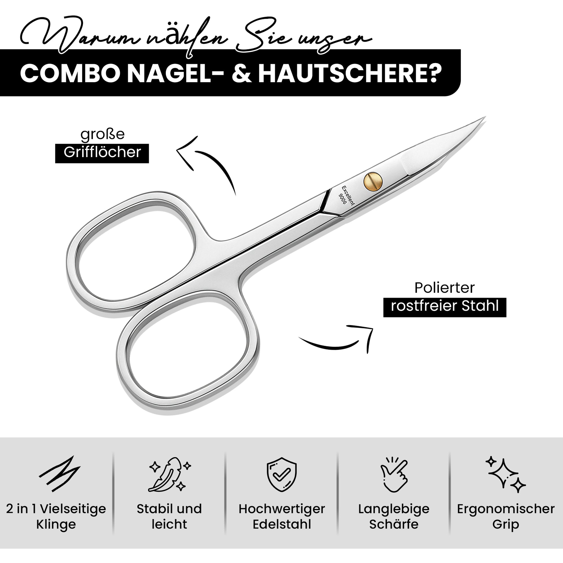 Nagelschere & Hautschere Kombischere gebogen