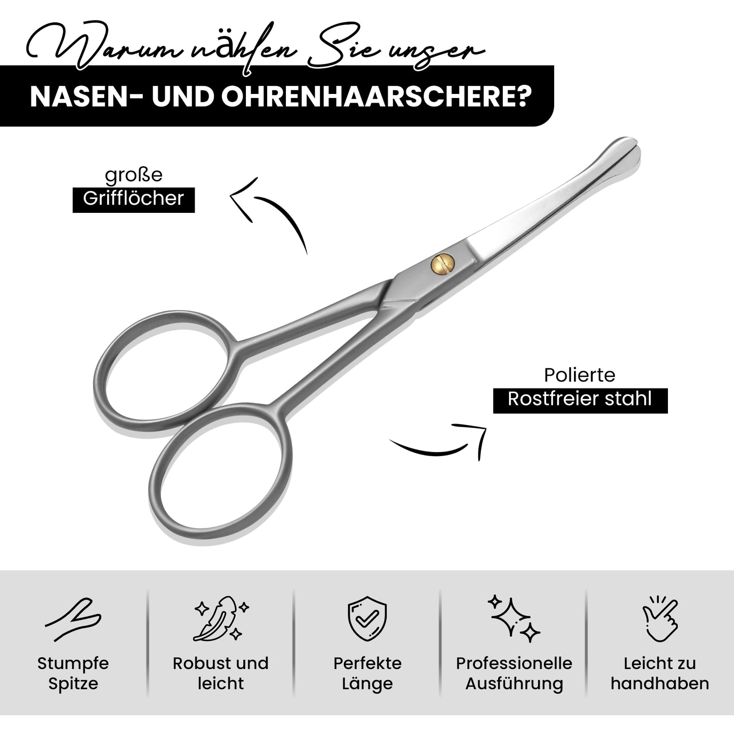 Nasen- und Ohrhaarschere gebogen