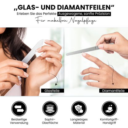 Nagelfeilen Set 4-teilig – Glasfeile, Saphirfeile, Diamantfeile & Edelstahlfeile