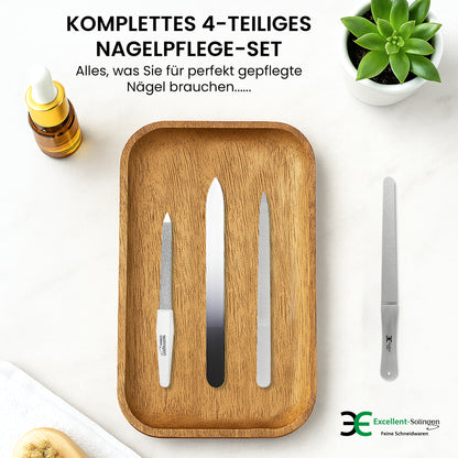 Nagelfeilen Set 4-teilig – Glasfeile, Saphirfeile, Diamantfeile & Edelstahlfeile