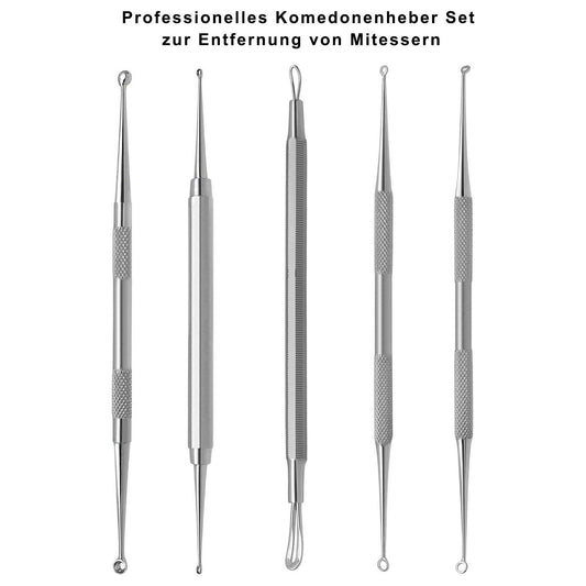 Comedone lifter &amp; comedone squeezer set 5 pieces.