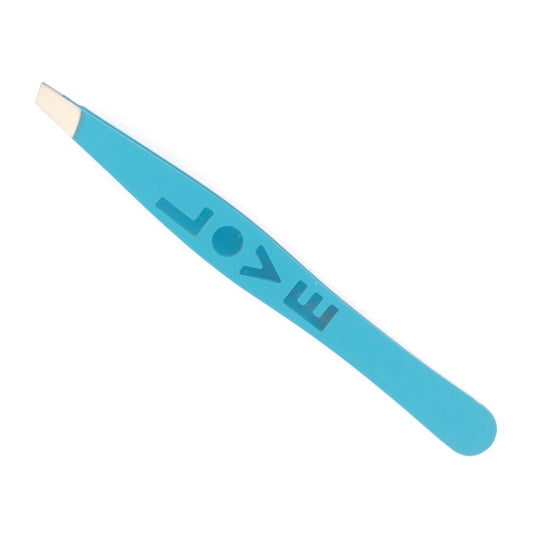 Slanted tweezers, including leather case