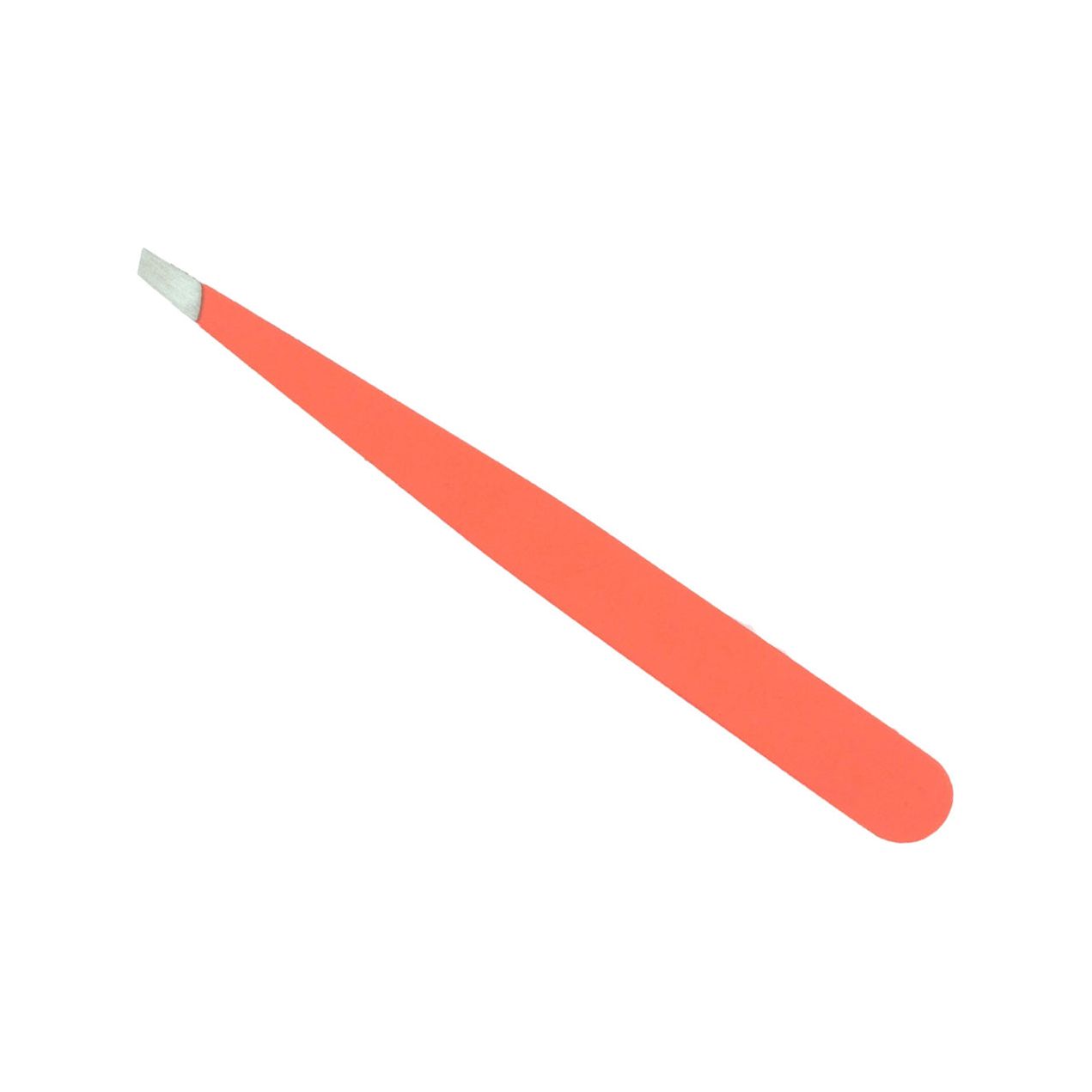 Slanted tweezers including leather case