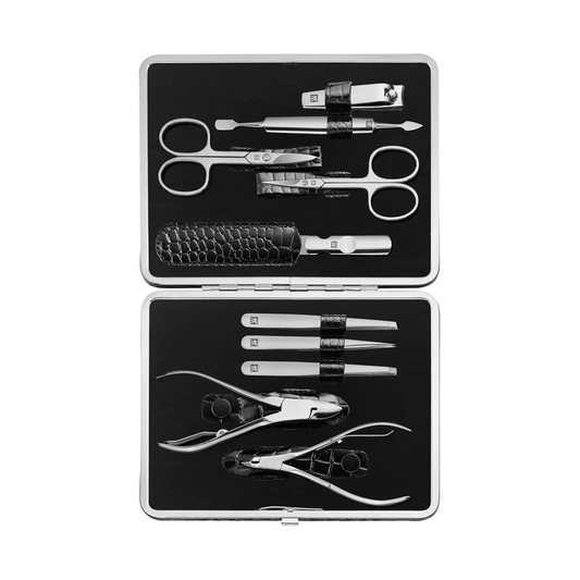 Klassisches Maniküre Set aus Leder Schwarz