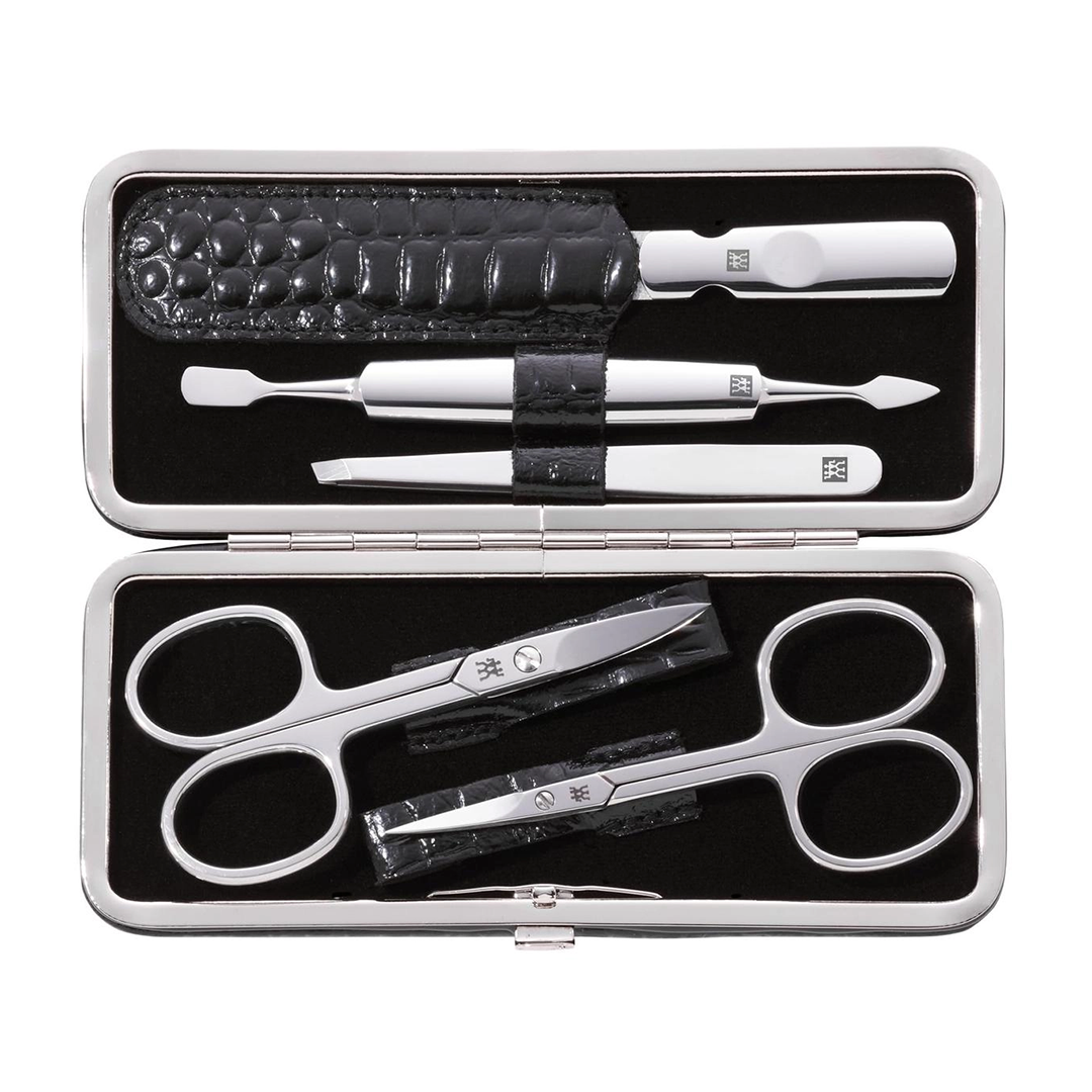 Klassisches Maniküre Set aus Leder Schwarz