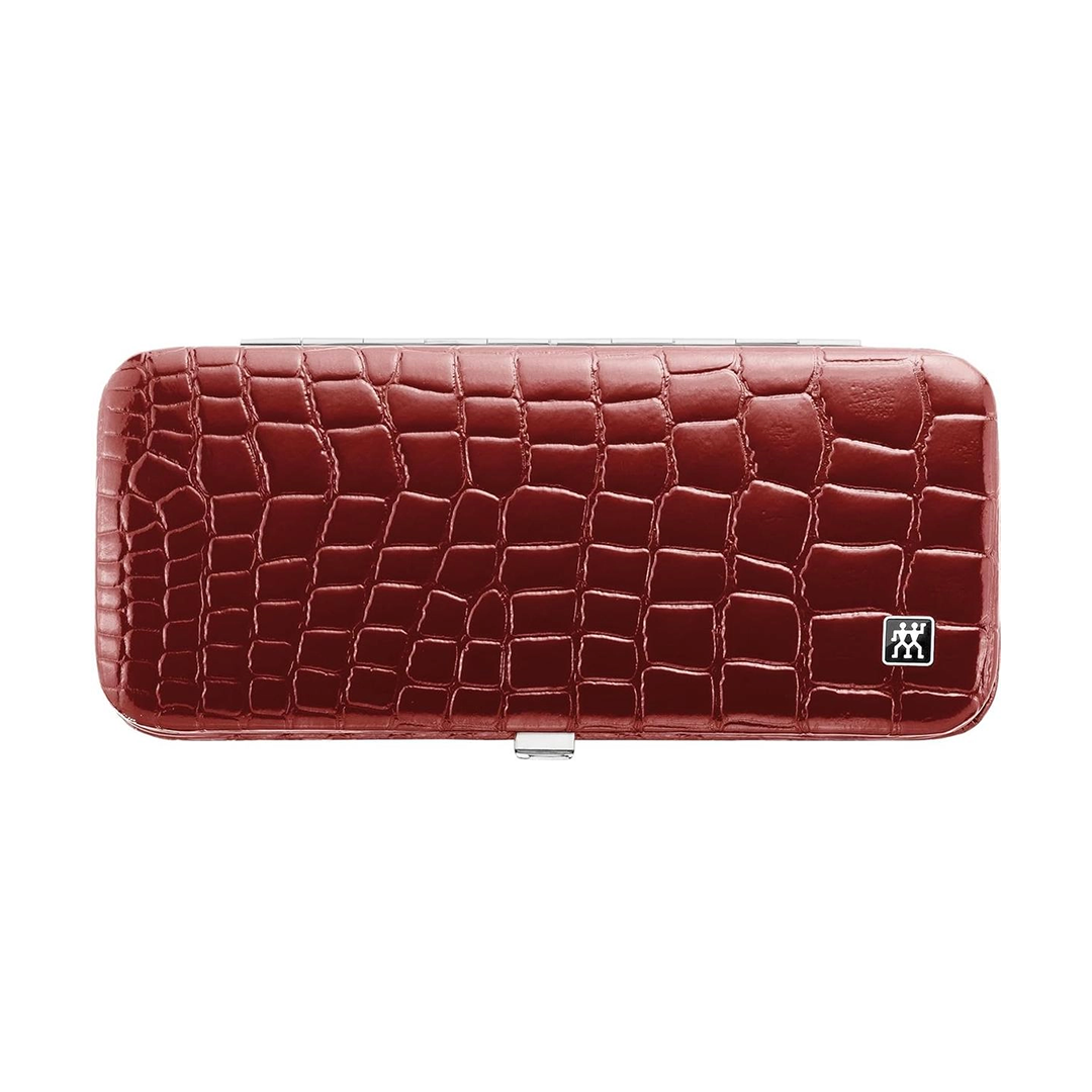 Klassisches Maniküre Set aus Leder Rot