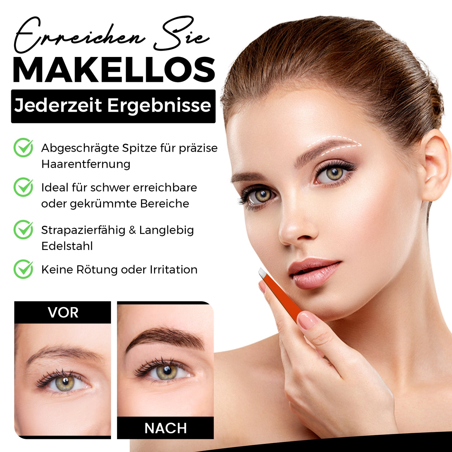 Augenbrauenpinzette mit schräger Spitze – Rot