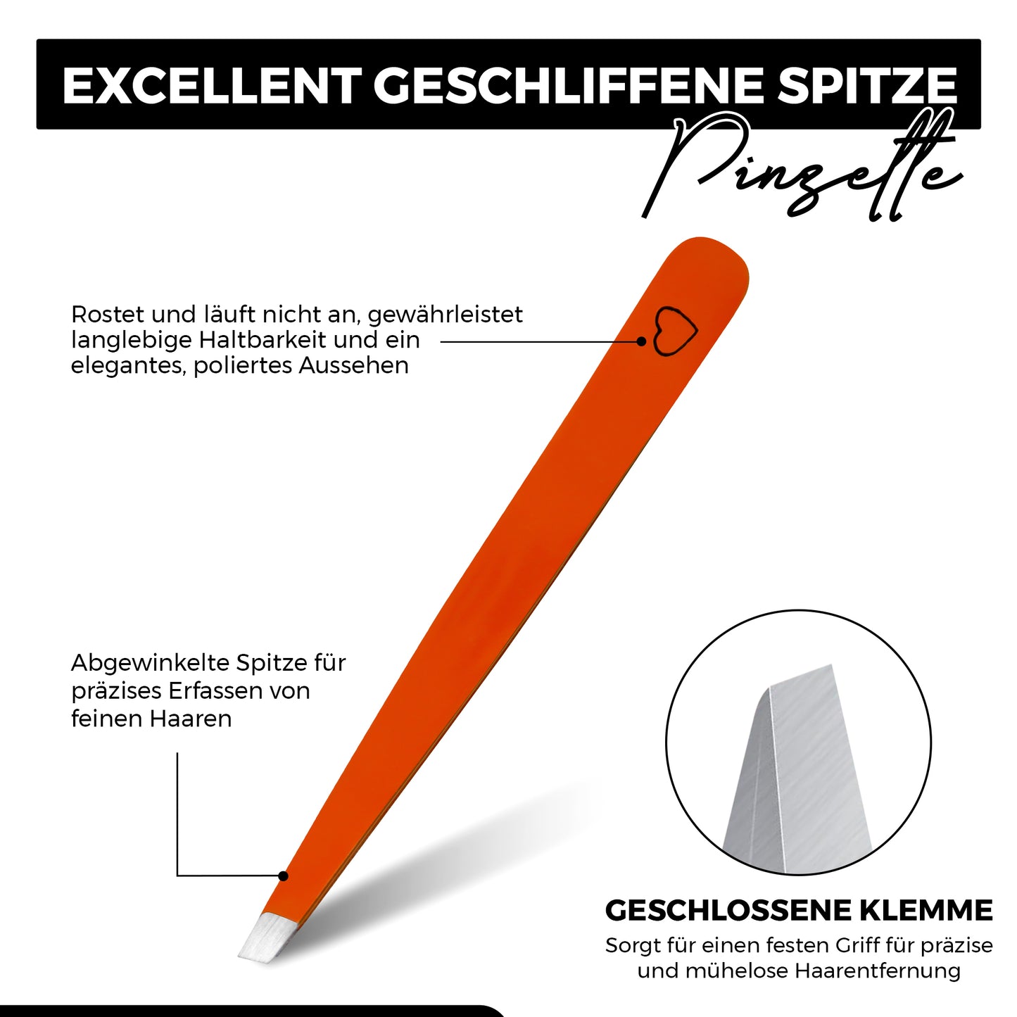 Augenbrauenpinzette mit schräger Spitze – Rot