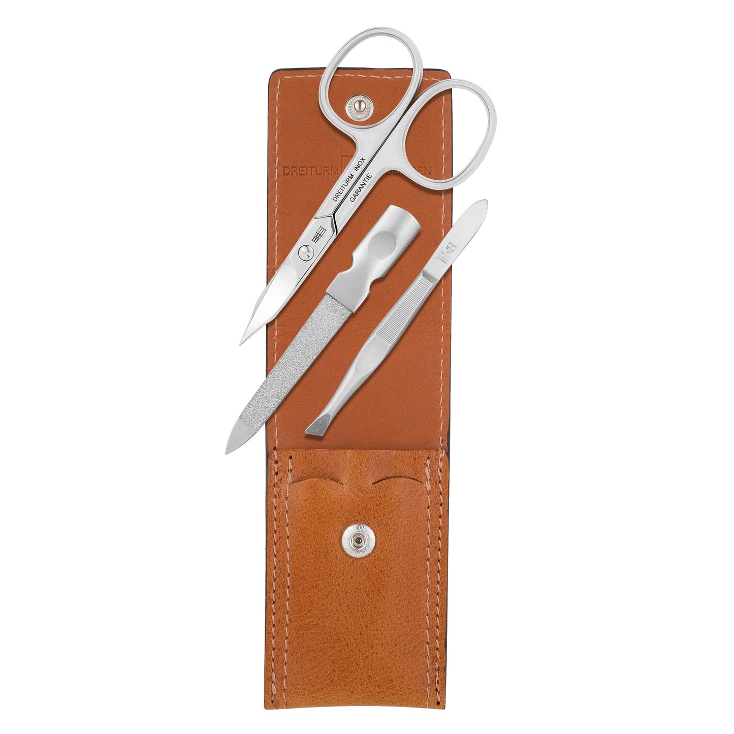DREITURM 3-teiliges Maniküre-Etui aus echtem Rindleder – Made in Solingen - Modell Charolais