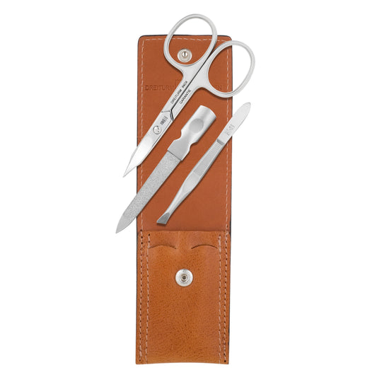 DREITURM 3-teiliges Maniküre-Etui aus echtem Rindleder – Made in Solingen - Modell Charolais