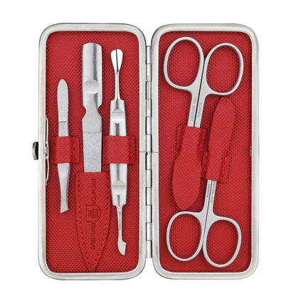 DREITURM Maniküre-Etuis – 5-teilig - Made in Solingen - Modell Red Tex