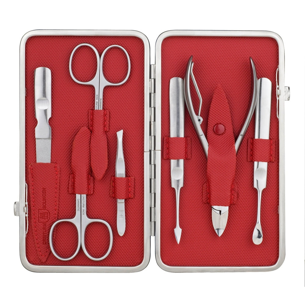 DREITURM Maniküre-Etuis – Hochwertige Pflege-Sets in verschiedenen Ausführungen - Made in Solingen - Modell Red Tex
