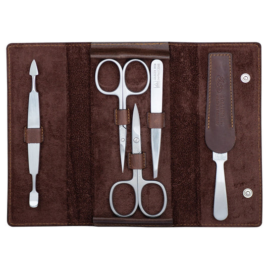 ERBE-MANICURE DK-ETUI INOX 5-TLG ANTIK BRAUN