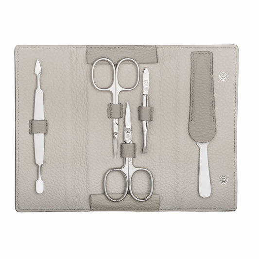 Erbe Maniküre Druckknopfetui 5-teilig Beige – Etui in Beige