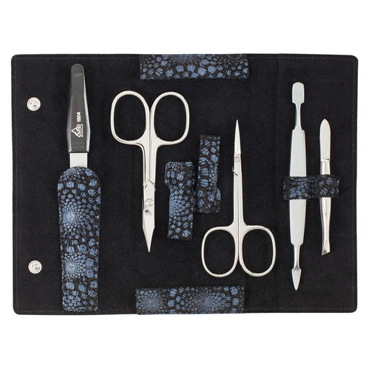 Erbe Maniküre Druckknopfetui Nightlife Blau 5-teilig – Etui Nightlife-Blau-Design mit Druckknopf