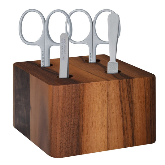 Erbe Holzblock 4-teilig inox – Farbe Braun, Silber