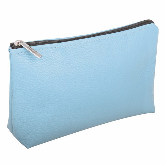 Erbe Lederkosmetiktasche Hellblau – echtes Leder, Hellblau