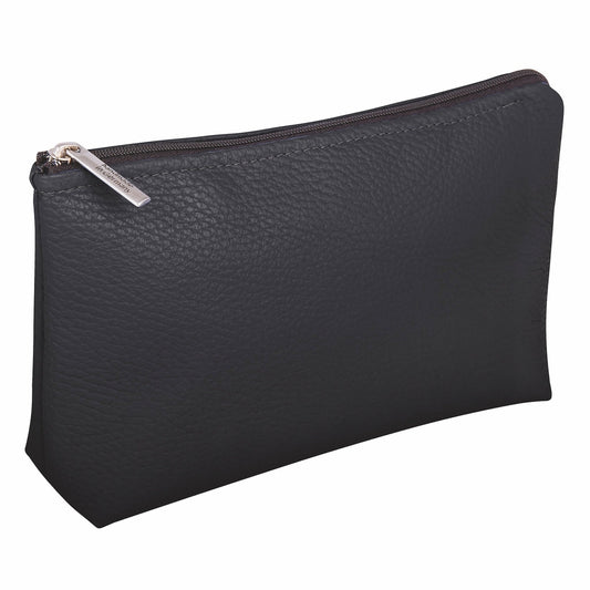 Erbe Lederkosmetiktasche Schwarz – echtes Leder, Schwarz