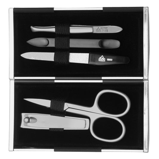 Erbe Magisches Maniküre-Etui 5-teilig Schwarz Silbermatt