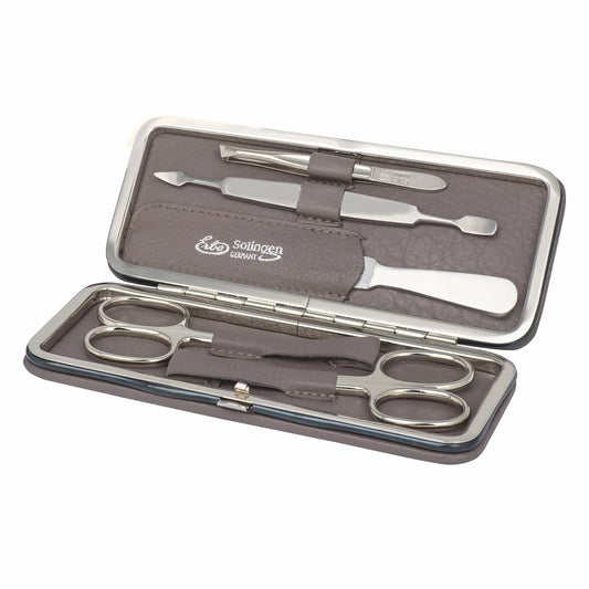 Erbe Maniküre Bügeletui Grau 5-teilig – Etui Grau, Instrumenten-Set