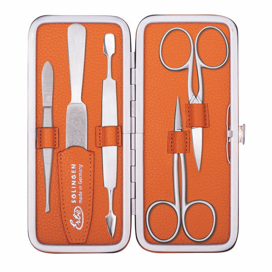 Erbe Maniküre Bügeletui inox Orange mit Haut- und Nagelschere