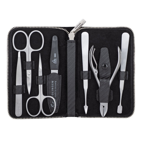 Erbe Maniküre Etui Carbon 7-teilig inox