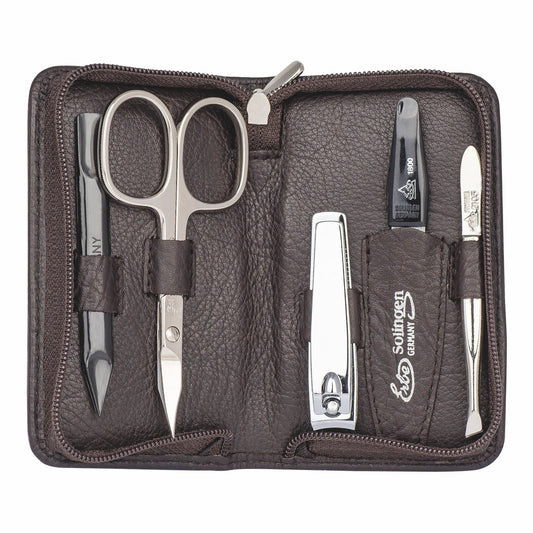 Erbe Manicure Reissverschlussetui Braun 5-teilig – Etui in Braun