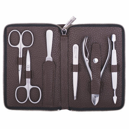Erbe Manicure Reissverschlussetui Braun 6-teilig Piemont