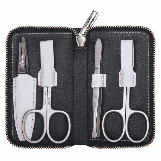 Erbe Manicure Reissverschlussetui inox Schwarz Weiss 4-teilig